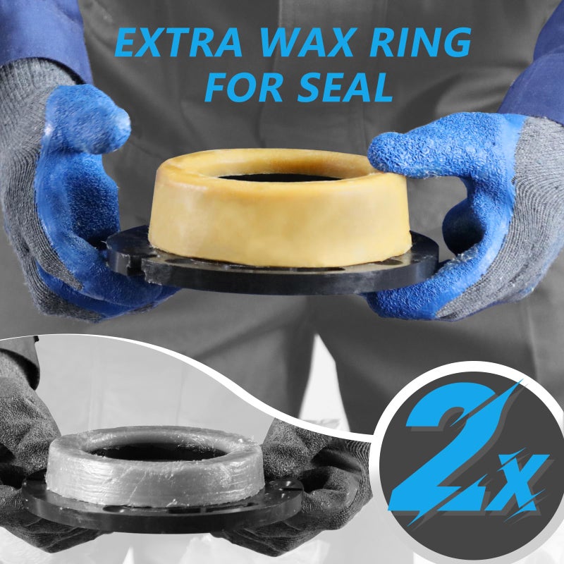 MENNTY Toilet Flange Extra Thick with Toilet Wax Ring Replacement Kit, Include Wax Ring Bolts PVC Toilet Flange Repair Kit for 3"" or 4"" Pipes, Fit Toilet Install & Repair - Image 2